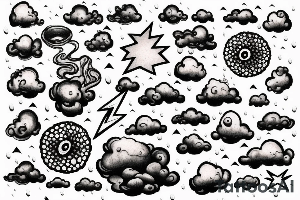 cloud with lightning and rain coming out of it tattoo idea