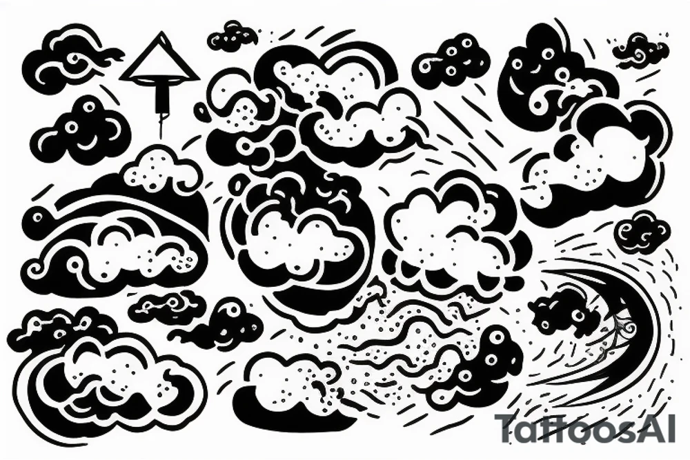 cloud with lightning and rain coming out of it tattoo idea