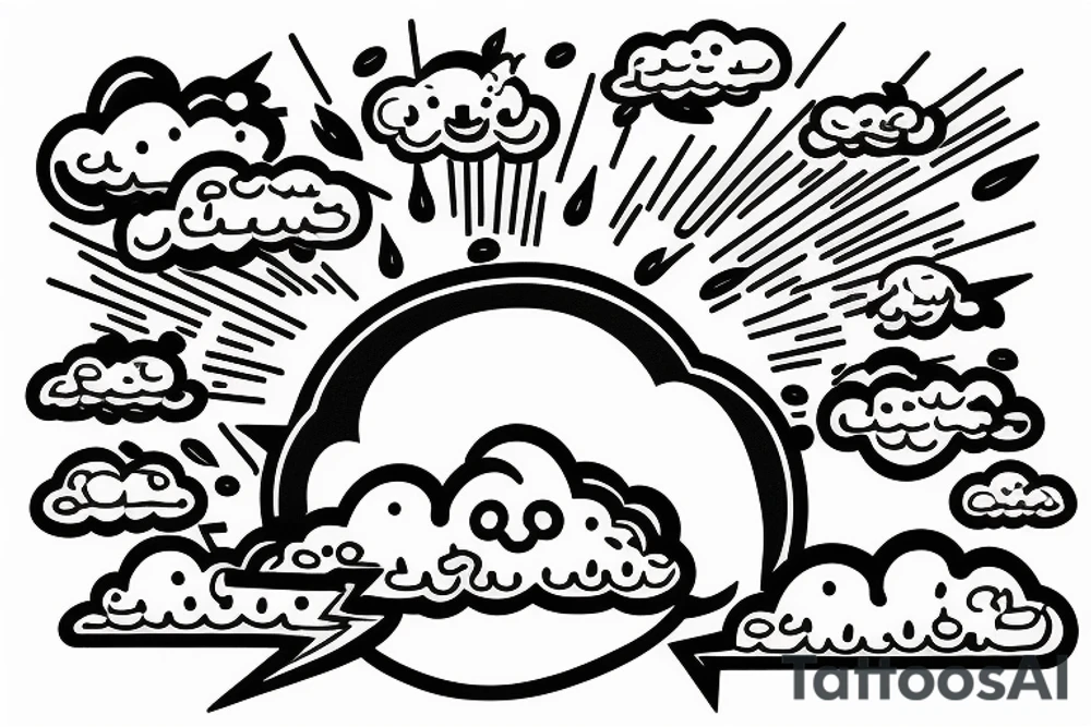 cloud with lightning and rain coming out of it tattoo idea