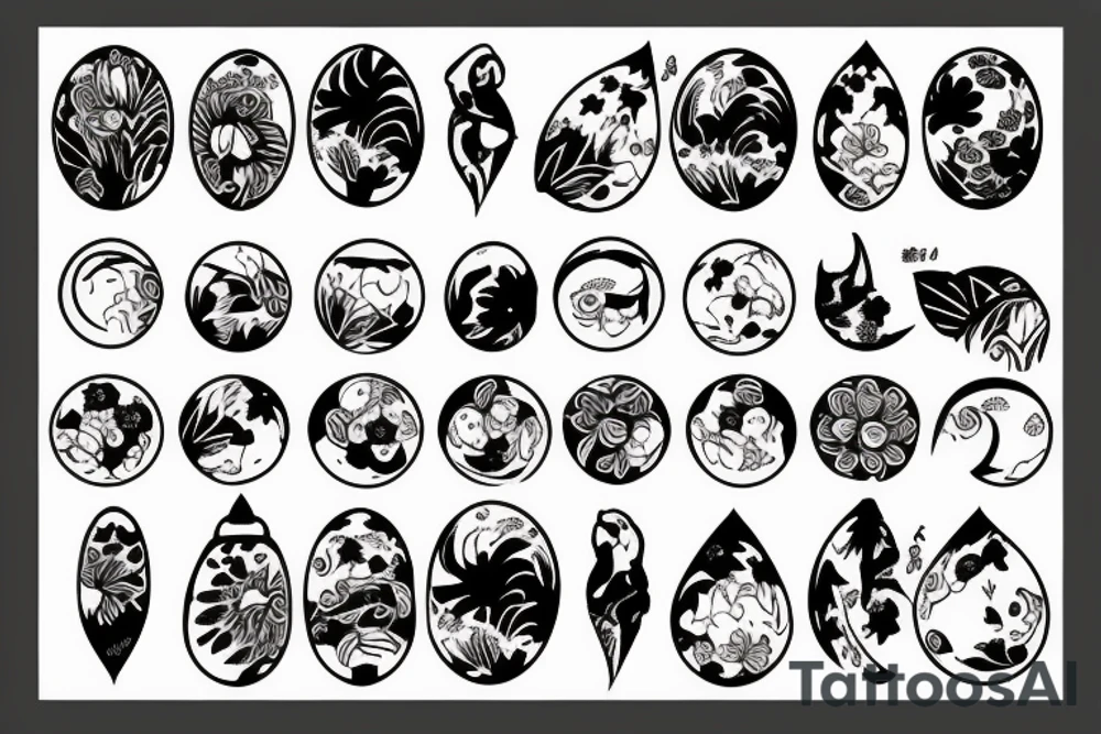 almond and moon tattoo idea