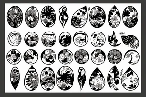 almond and moon tattoo idea