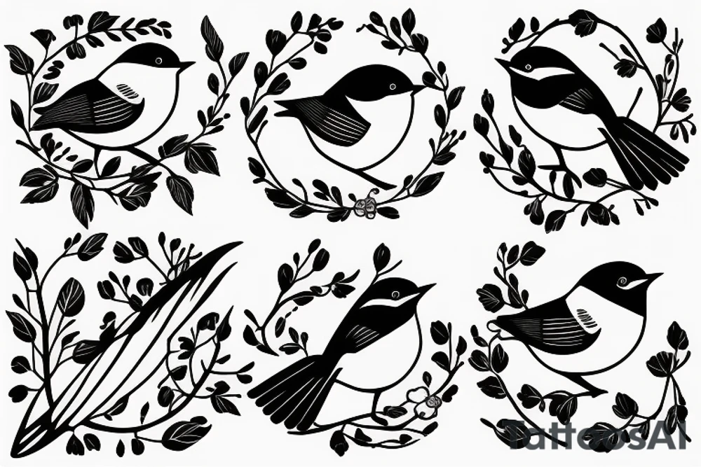 black capped chickadee tattoo idea