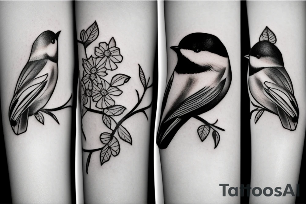 black capped chickadee tattoo idea