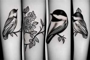 black capped chickadee tattoo idea