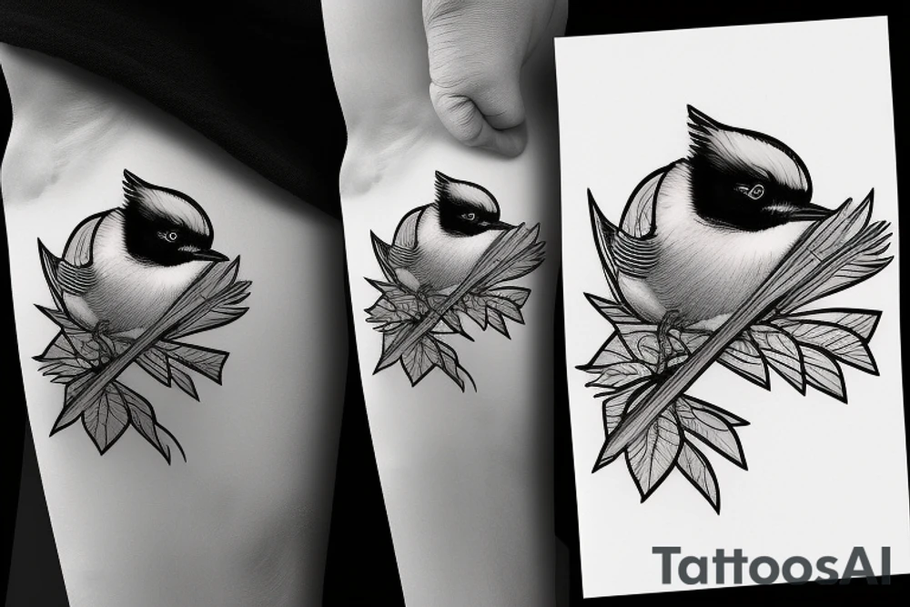 black capped chickadee snowboarding tattoo idea