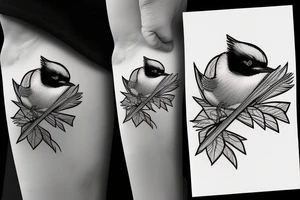 black capped chickadee snowboarding tattoo idea