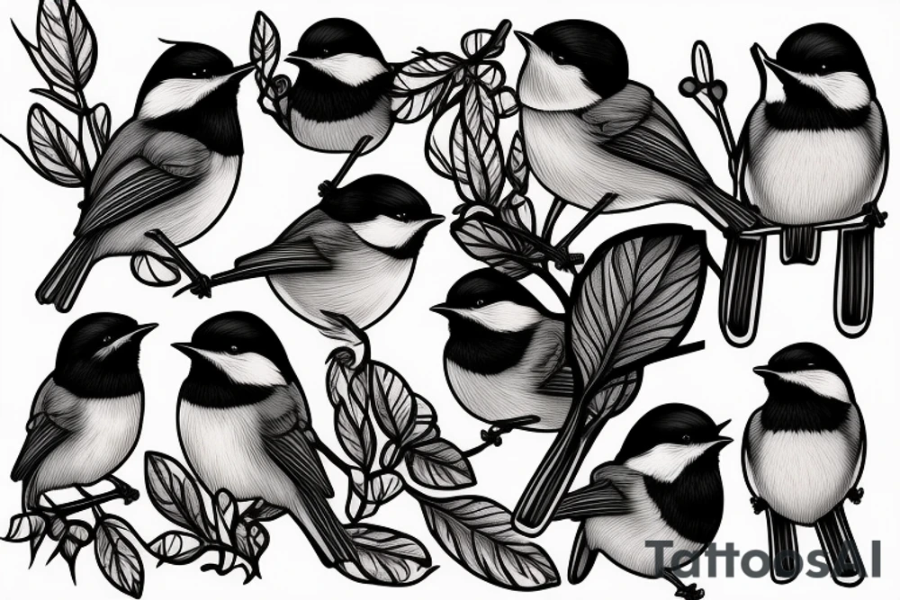 black capped chickadee tattoo idea