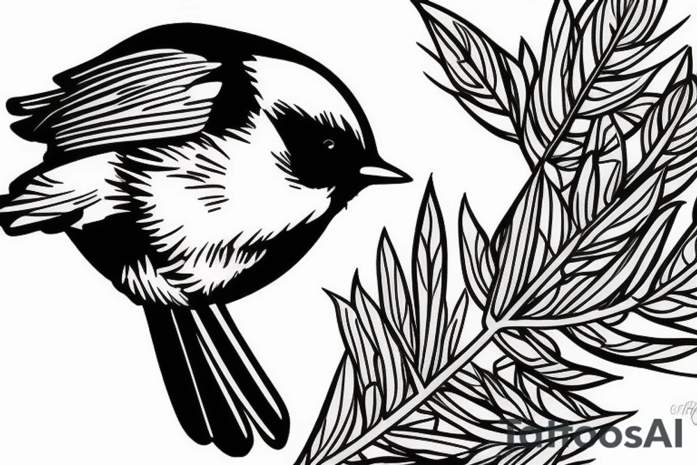 black capped chickadee tattoo idea