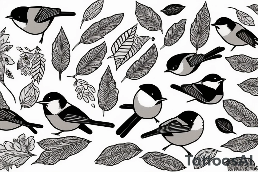 black capped chickadee tattoo idea