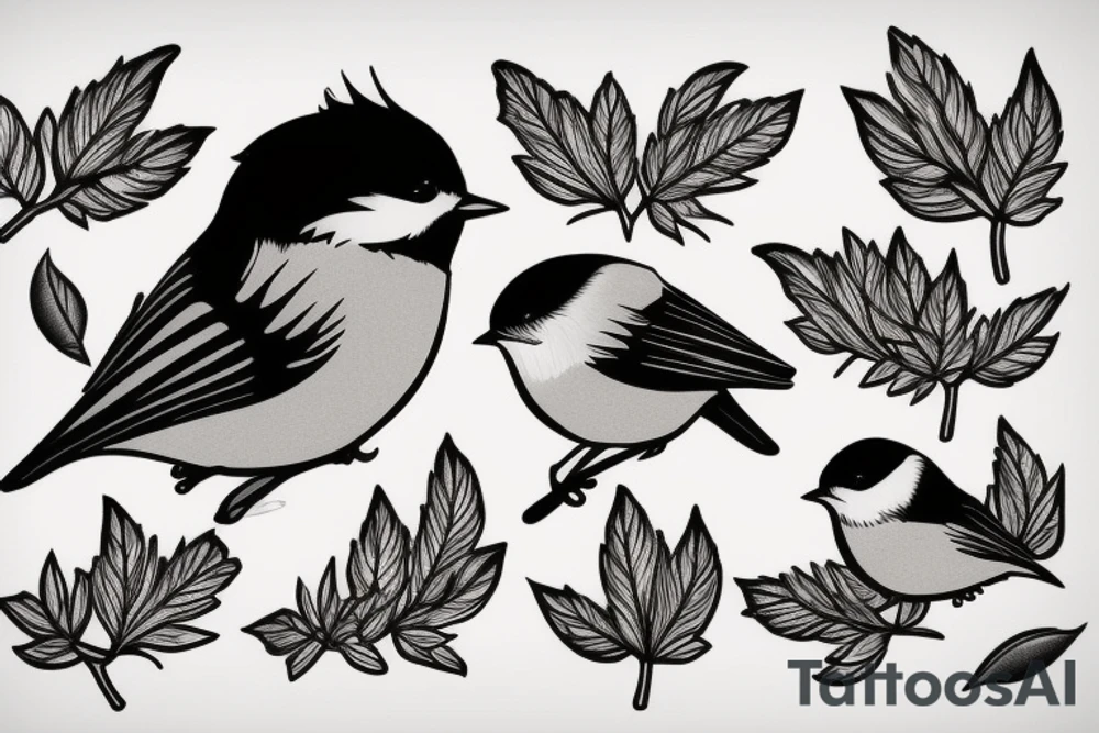 black capped chickadee tattoo idea