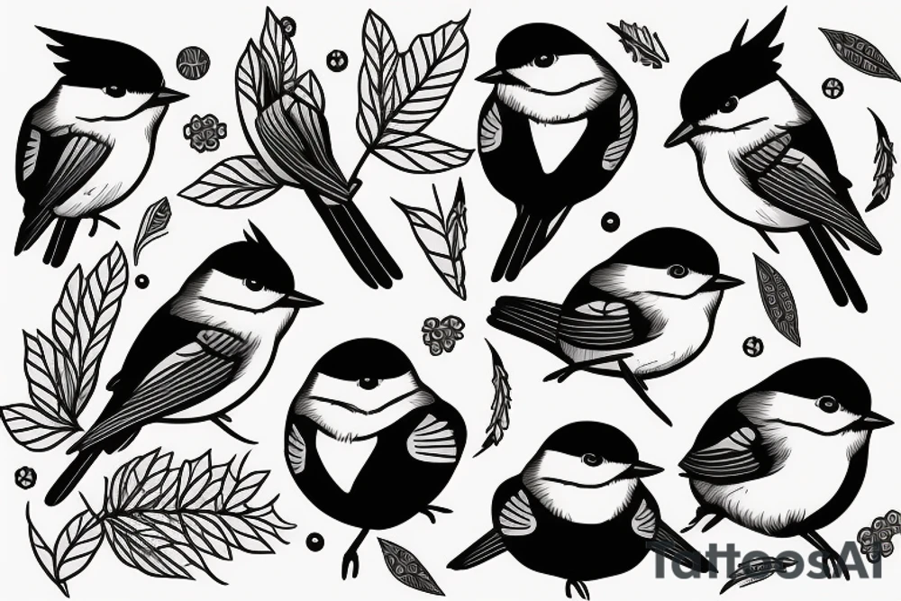 black capped chickadee tattoo idea