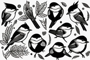 black capped chickadee tattoo idea