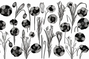 poppy, gladiolus, daisy tattoo idea