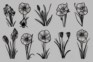 poppy, gladiolus, daisy tattoo idea