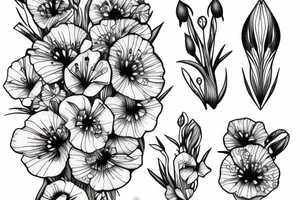 poppy, gladiolus, daisy tattoo idea
