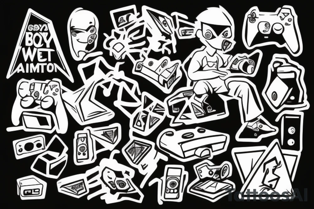 boy playing video games tattoo idea