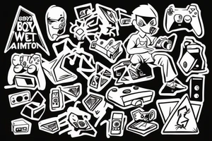 boy playing video games tattoo idea