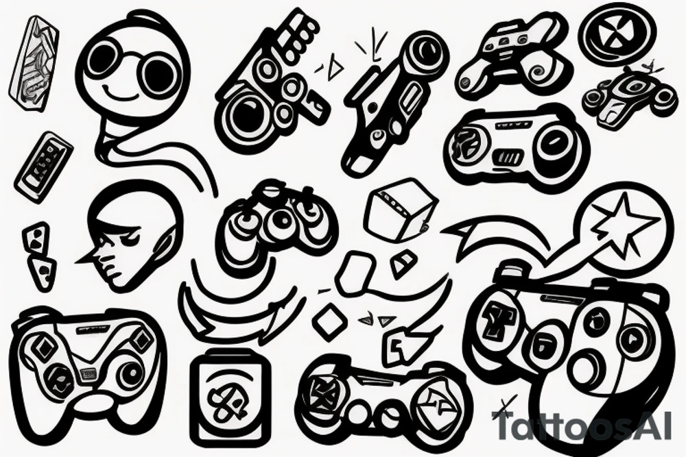 boy playing video games tattoo idea