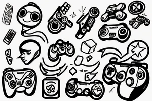 boy playing video games tattoo idea