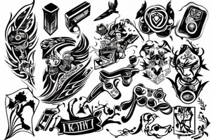 boy playing video games tattoo idea