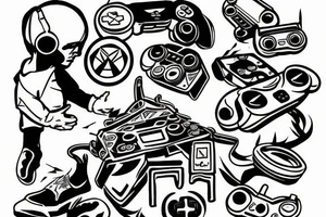 boy playing video games tattoo idea