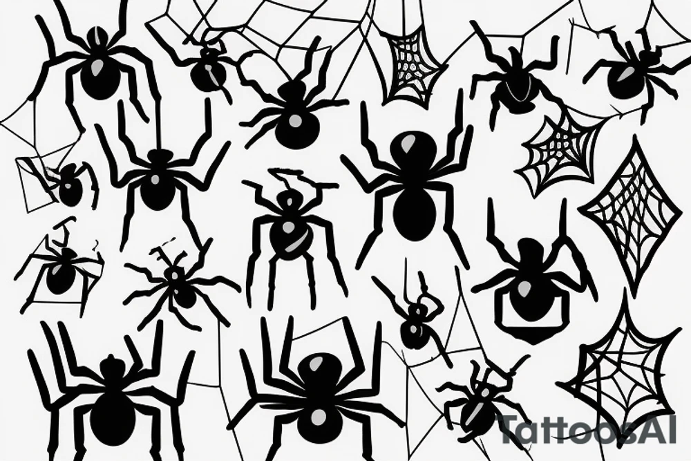 Spider's net in trash polka style tattoo idea