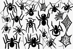 Spider's net in trash polka style tattoo idea
