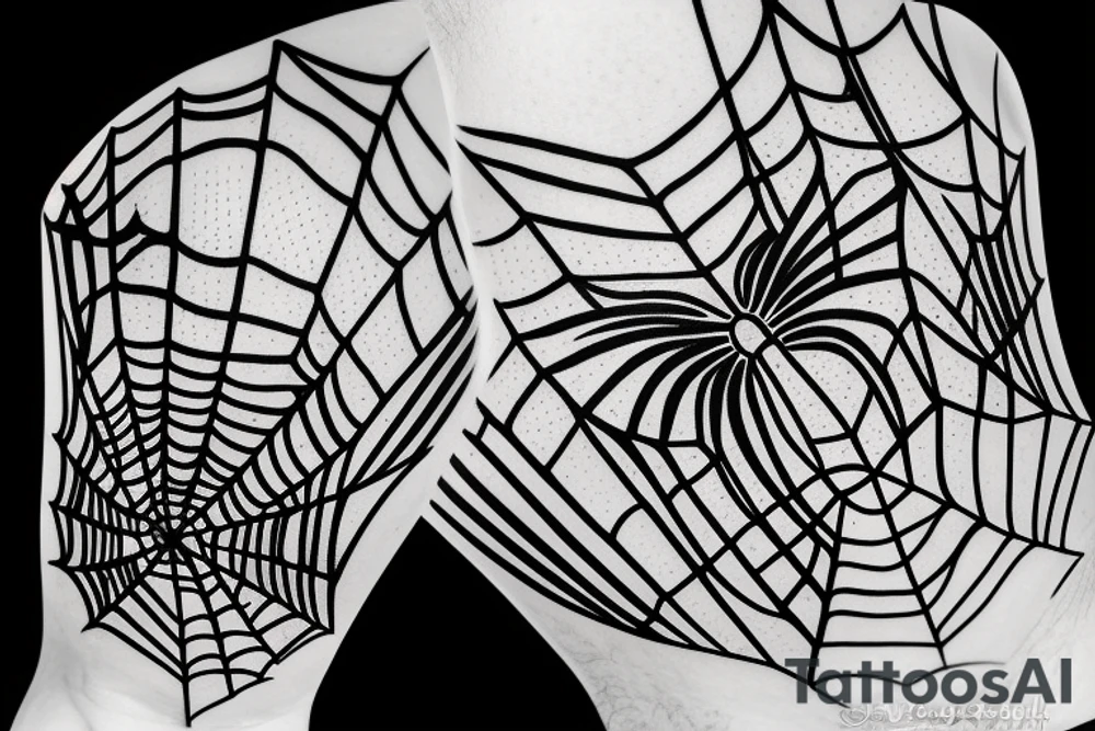 Spider's net in trash polka style tattoo idea