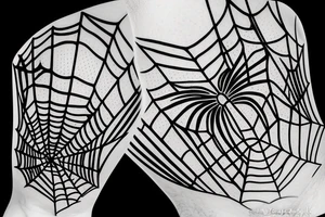 Spider's net in trash polka style tattoo idea