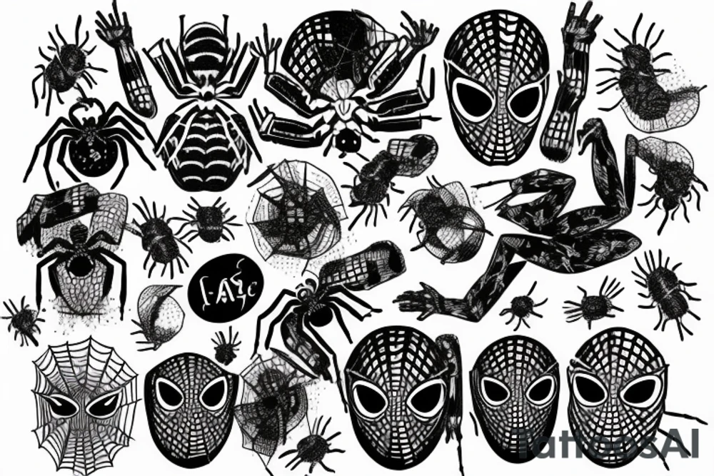 Spider's net in trash polka style tattoo idea