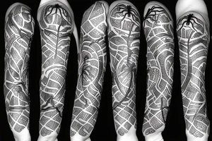 Spider's net in trash polka style tattoo idea