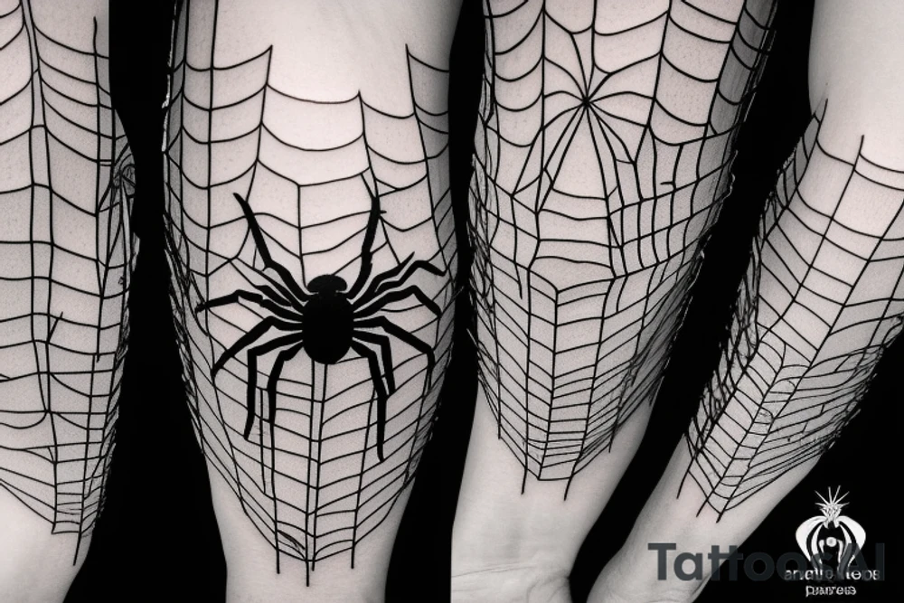 Spider's net on elbow tattoo idea