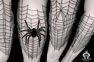 Spider's net on elbow tattoo idea