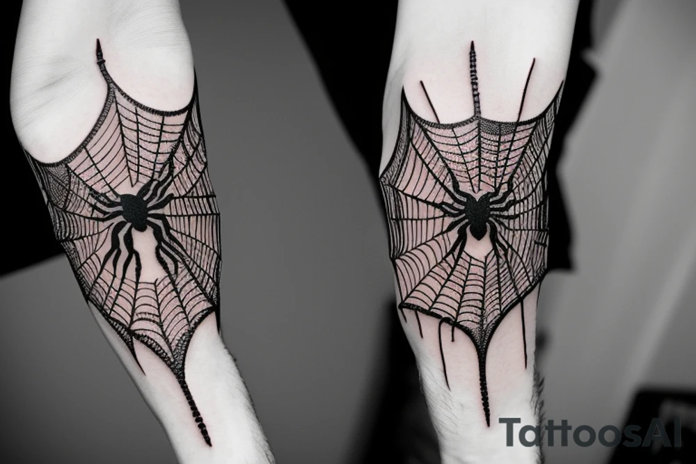 Spider's net on elbow tattoo idea