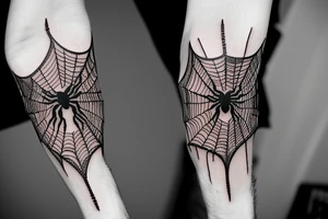 Spider's net on elbow tattoo idea