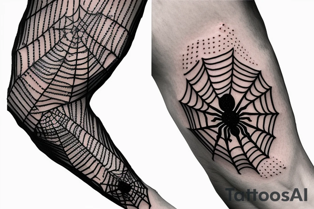 Spider's net on elbow tattoo idea