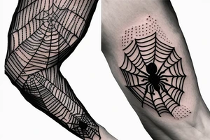 Spider's net on elbow tattoo idea