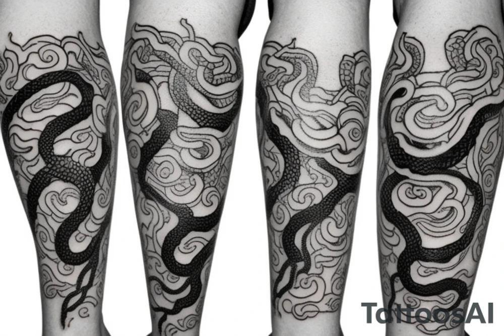 Snake on leg tattoo idea