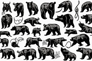 Bear fighting with bull tattoo idea