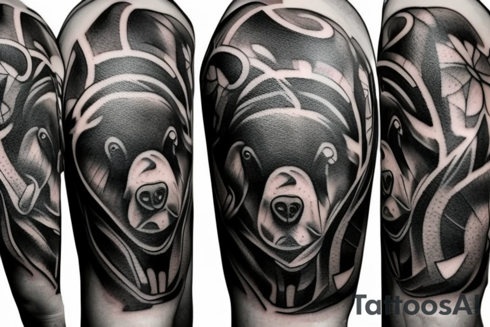 Bear fighting bull tattoo idea
