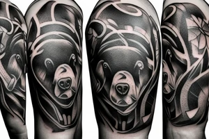 Bear fighting bull tattoo idea