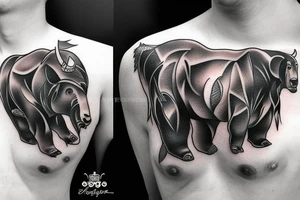 Bear fighting bull tattoo idea