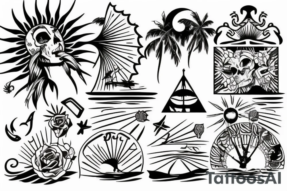 sunset at beach tattoo idea