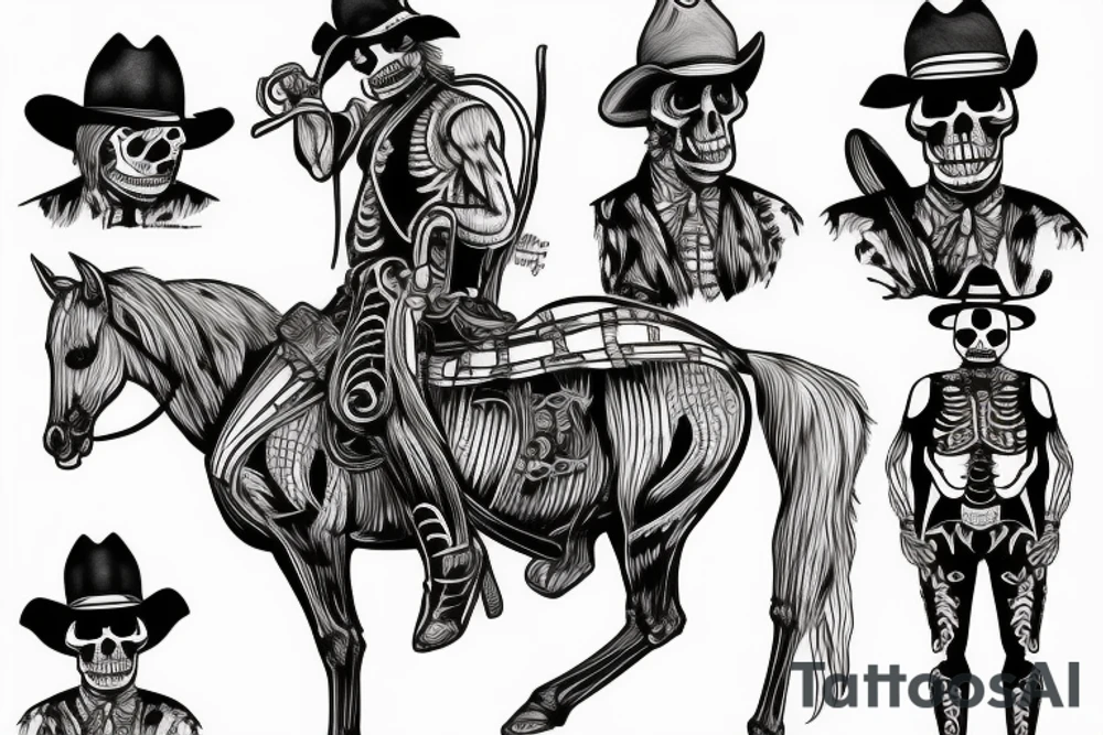 Skeleton cowboy riding a horse tattoo idea