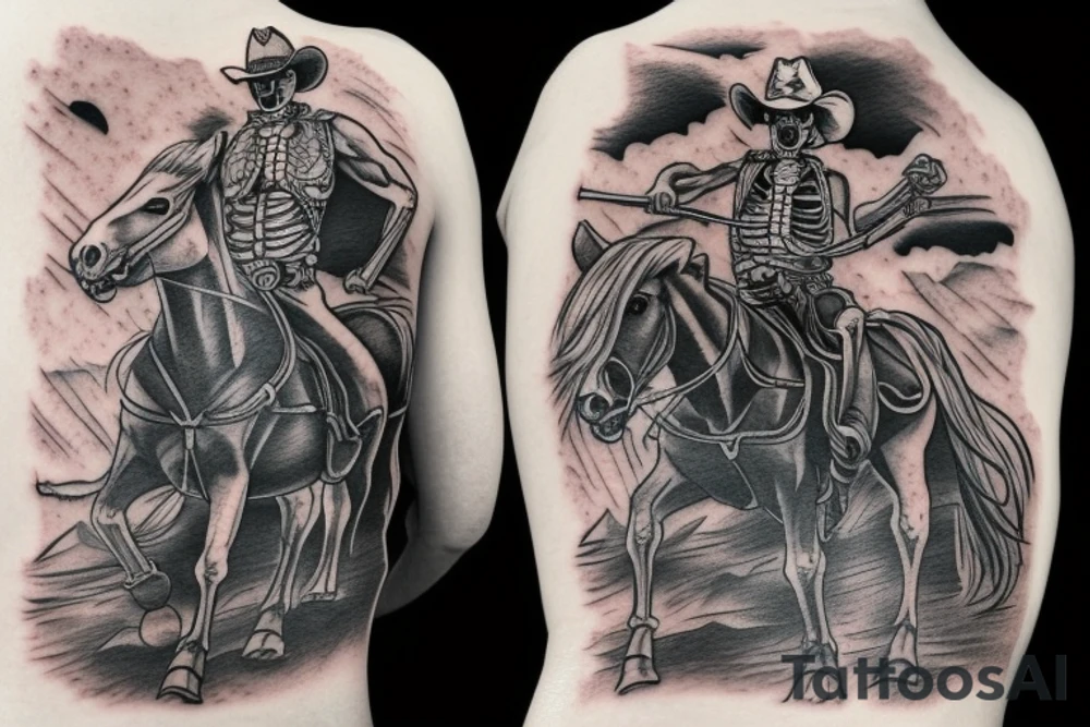 Skeleton cowboy riding a horse tattoo idea