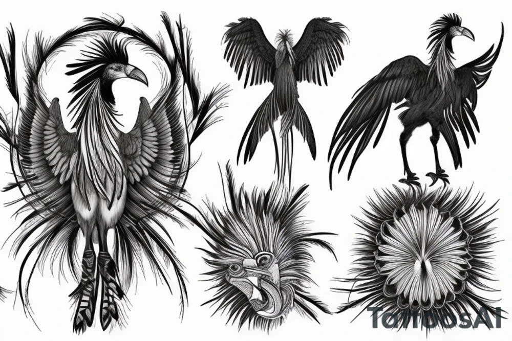 Secretary bird, paisley tattoo idea