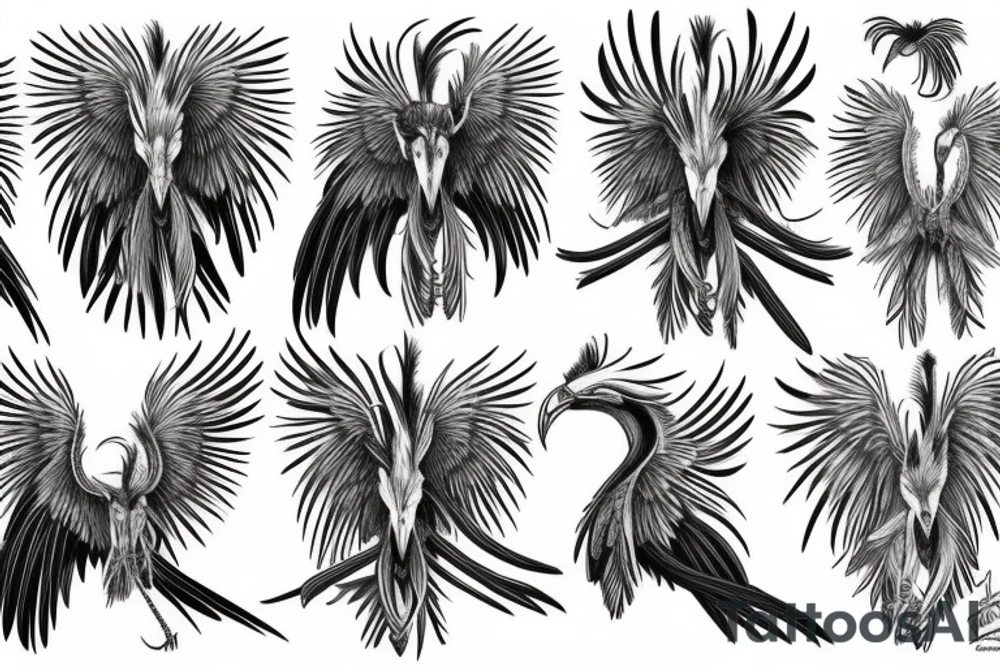 Secretary bird, paisley tattoo idea