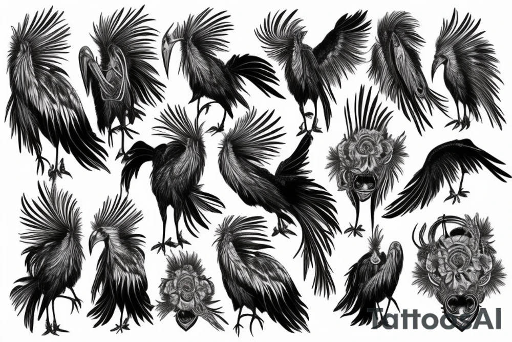 Secretary bird, paisley tattoo idea