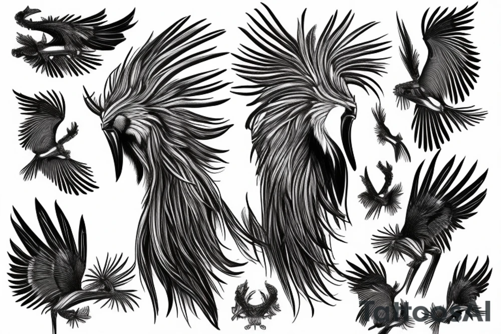 Secretary bird, paisley tattoo idea