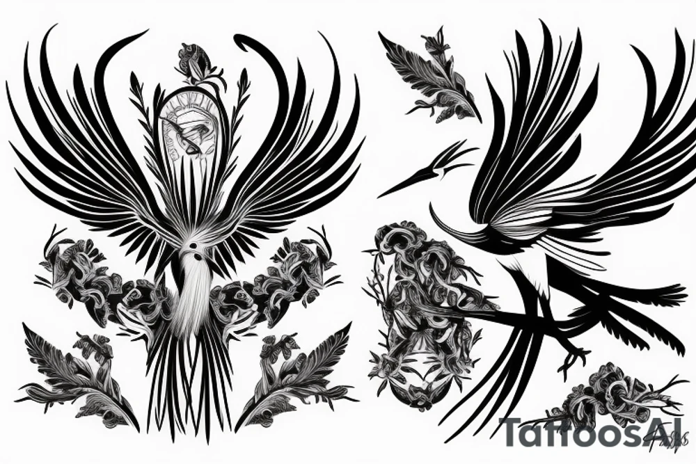 Secretary bird, paisley tattoo idea